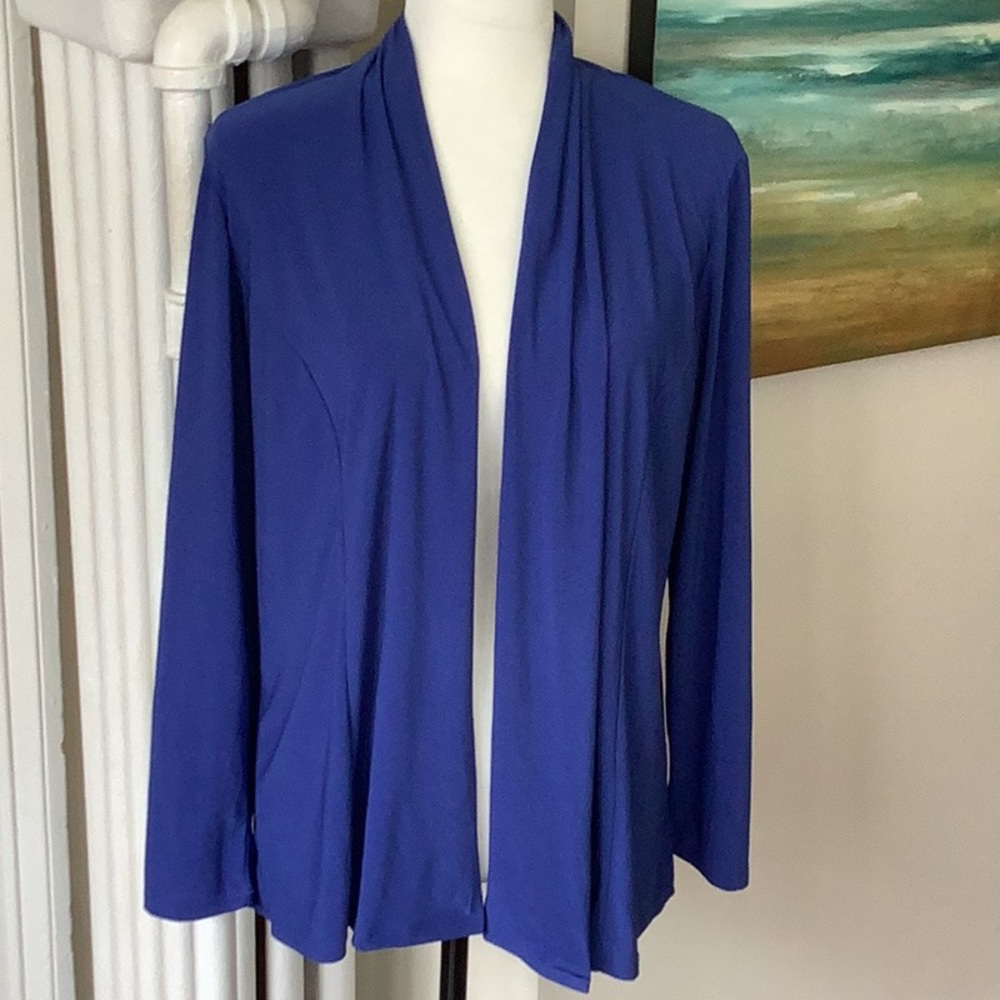 Claudia Richard Blue Open Front Cardigan Sweater